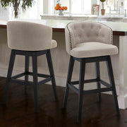 Celine 30" Bar Height Swivel Tan Fabric and Espresso Wood Bar Stool - Furniture City (CA)l