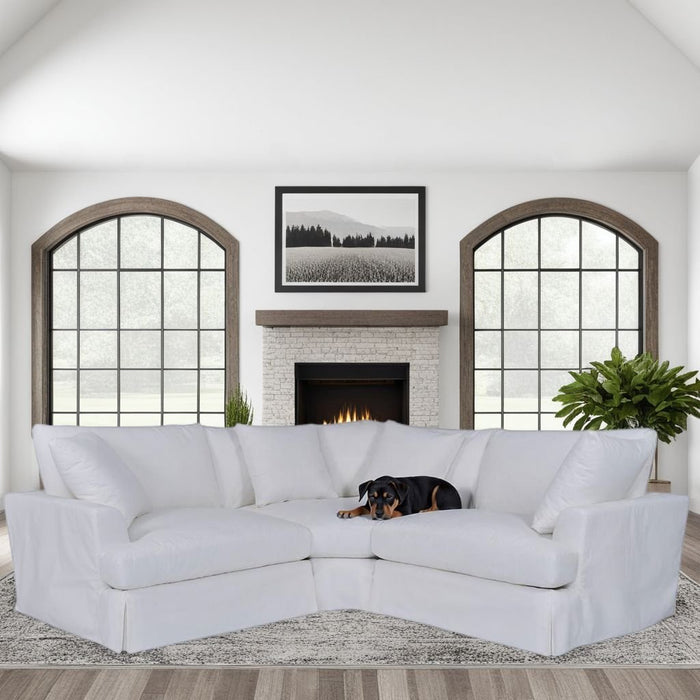 Ciara Upholstered 3 Piece Sectional Sofa in Pearl