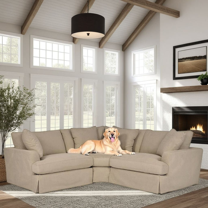 Ciara Upholstered 3 Piece Sectional Sofa in Sahara Brown