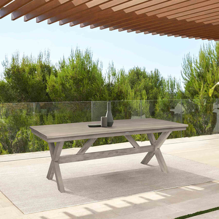 Costa Patio Outdoor Dining Table in Gray Acacia Wood