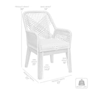 Costa Patio Outdoor Dining Chairs with Arms in Gray Acacia Wood and Rope - Set of 2 - Furniture City (CA)l