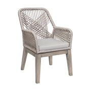 Costa Patio Outdoor Dining Chairs with Arms in Gray Acacia Wood and Rope - Set of 2 - Furniture City (CA)l