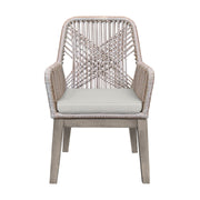 Costa Patio Outdoor Dining Chairs with Arms in Gray Acacia Wood and Rope - Set of 2 - Furniture City (CA)l