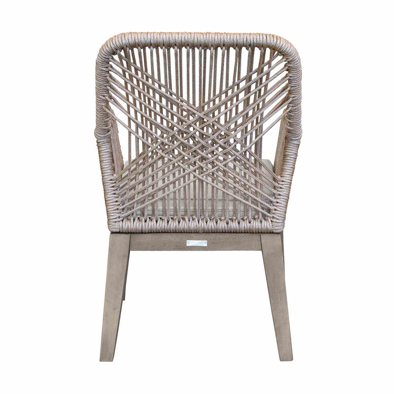 Costa Patio Outdoor Dining Chairs with Arms in Gray Acacia Wood and Rope - Set of 2 - Furniture City (CA)l