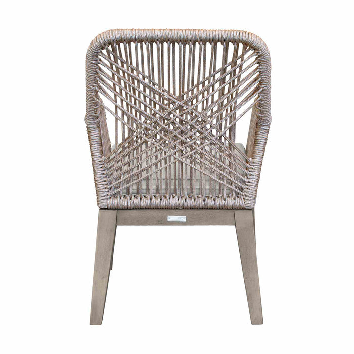 Costa Patio Outdoor Dining Chairs with Arms in Gray Acacia Wood and Rope - Set of 2