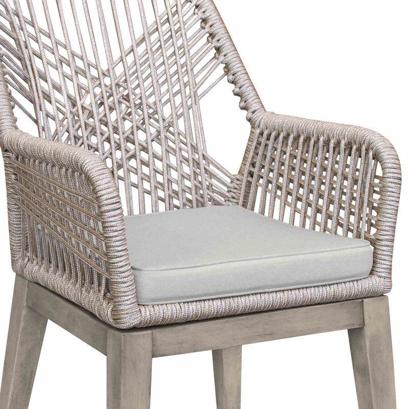 Costa Patio Outdoor Dining Chairs with Arms in Gray Acacia Wood and Rope - Set of 2 - Furniture City (CA)l