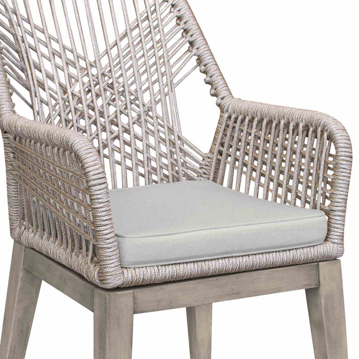 Costa Patio Outdoor Dining Chairs with Arms in Gray Acacia Wood and Rope - Set of 2