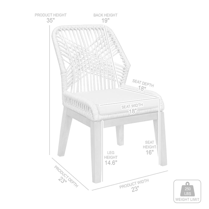 Costa Patio Outdoor Dining Chairs in Gray Acacia Wood and Rope - Set of 2