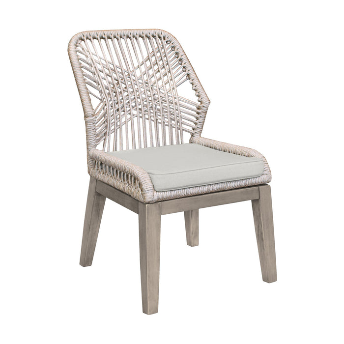 Costa Patio Outdoor Dining Chairs in Gray Acacia Wood and Rope - Set of 2