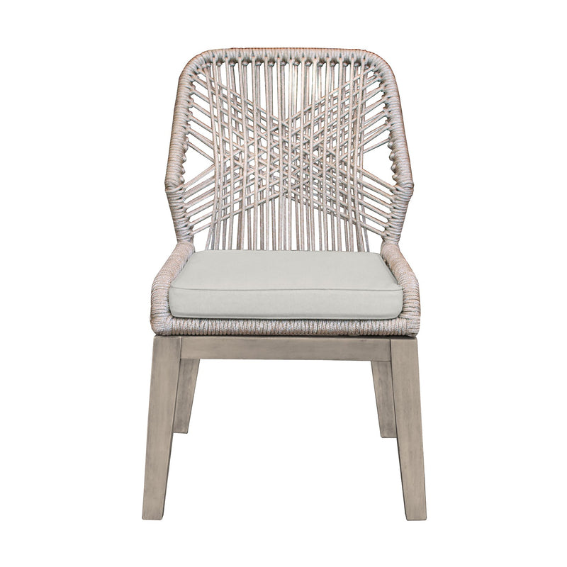 Costa Patio Outdoor Dining Chairs in Gray Acacia Wood and Rope - Set of 2 - Furniture City (CA)l