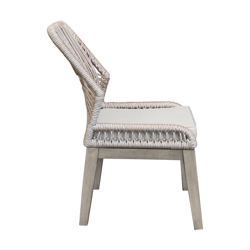 Costa Patio Outdoor Dining Chairs in Gray Acacia Wood and Rope - Set of 2 - Furniture City (CA)l