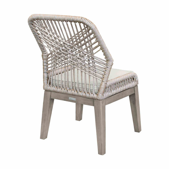 Costa Patio Outdoor Dining Chairs in Gray Acacia Wood and Rope - Set of 2