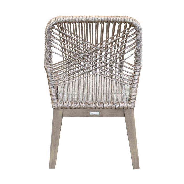 Costa Patio Outdoor Dining Chairs in Gray Acacia Wood and Rope - Set of 2