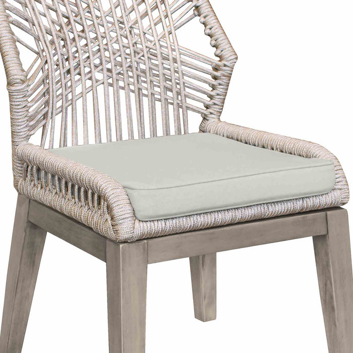 Costa Patio Outdoor Dining Chairs in Gray Acacia Wood and Rope - Set of 2