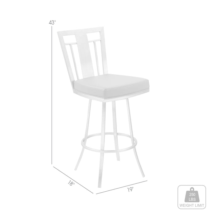 Cleo 26" Modern Swivel Barstool In Gray and Stainless Steel