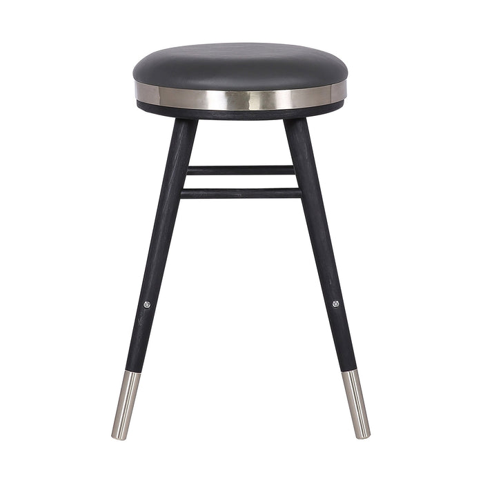 Clara Backless Modern 26" Gray Faux Leather Bar Stool