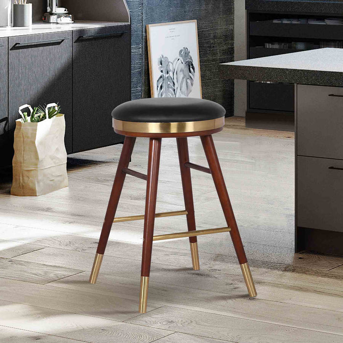 Clara Backless Modern 26" Gray Faux Leather Bar Stool