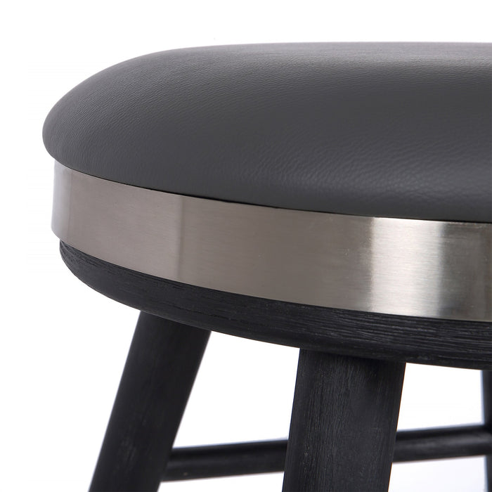 Clara Backless Modern 26" Black Faux Leather Bar Stool