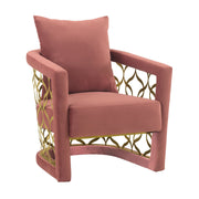 Corelli Blush Fabric Upholstered Accent Chair with Brushed Gold Legs - Furniture City (CA)l