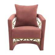 Corelli Blush Fabric Upholstered Accent Chair with Brushed Gold Legs - Furniture City (CA)l