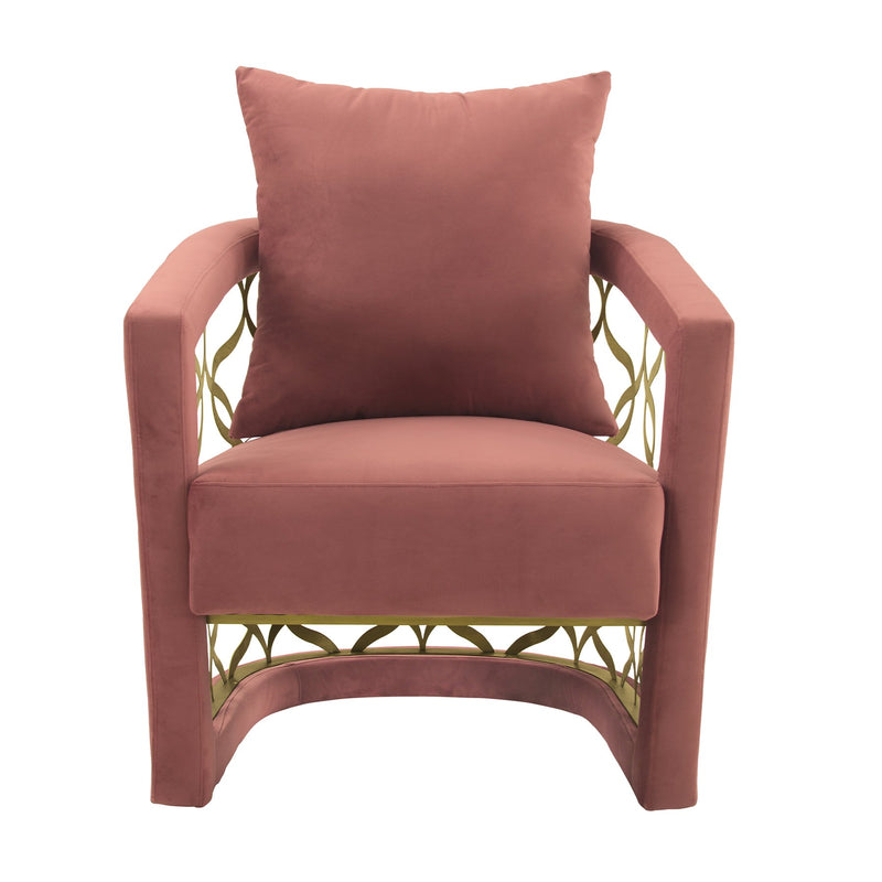 Corelli Blush Fabric Upholstered Accent Chair with Brushed Gold Legs - Furniture City (CA)l