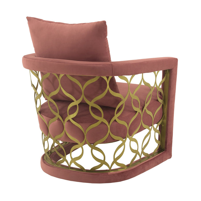 Corelli Blush Fabric Upholstered Accent Chair with Brushed Gold Legs