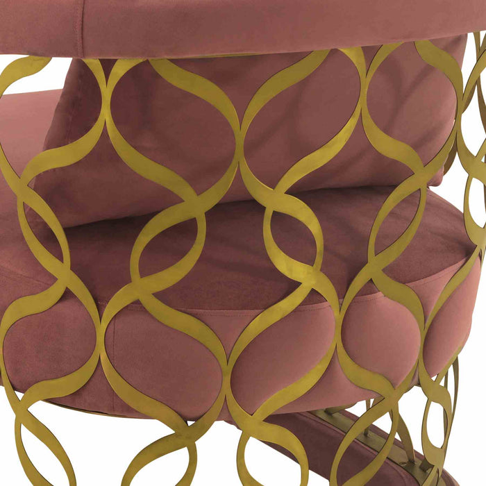 Corelli Blush Fabric Upholstered Accent Chair with Brushed Gold Legs