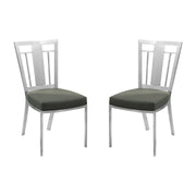Cleo Contemporary Dining Chair In Gray and Stainless Steel - Set of 2 - Furniture City (CA)l