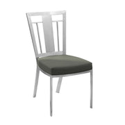 Cleo Contemporary Dining Chair In Gray and Stainless Steel - Set of 2 - Furniture City (CA)l