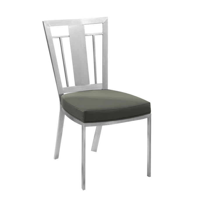 Cleo Contemporary Dining Chair In Gray and Stainless Steel - Set of 2