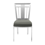 Cleo Contemporary Dining Chair In Gray and Stainless Steel - Set of 2 - Furniture City (CA)l