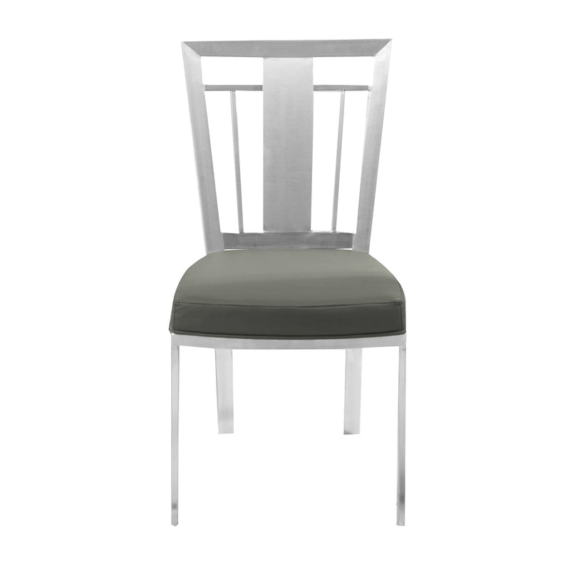 Cleo Contemporary Dining Chair In Gray and Stainless Steel - Set of 2 - Furniture City (CA)l