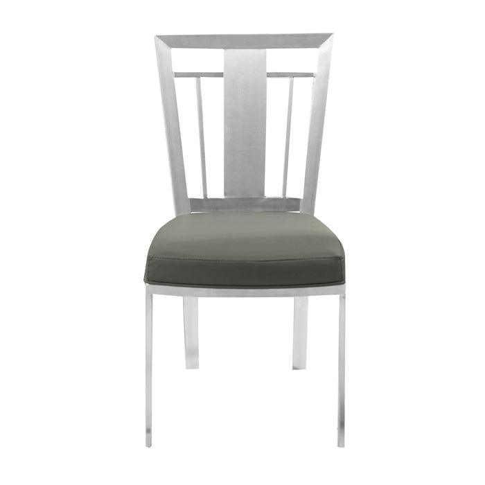 Cleo Contemporary Dining Chair In Gray and Stainless Steel - Set of 2