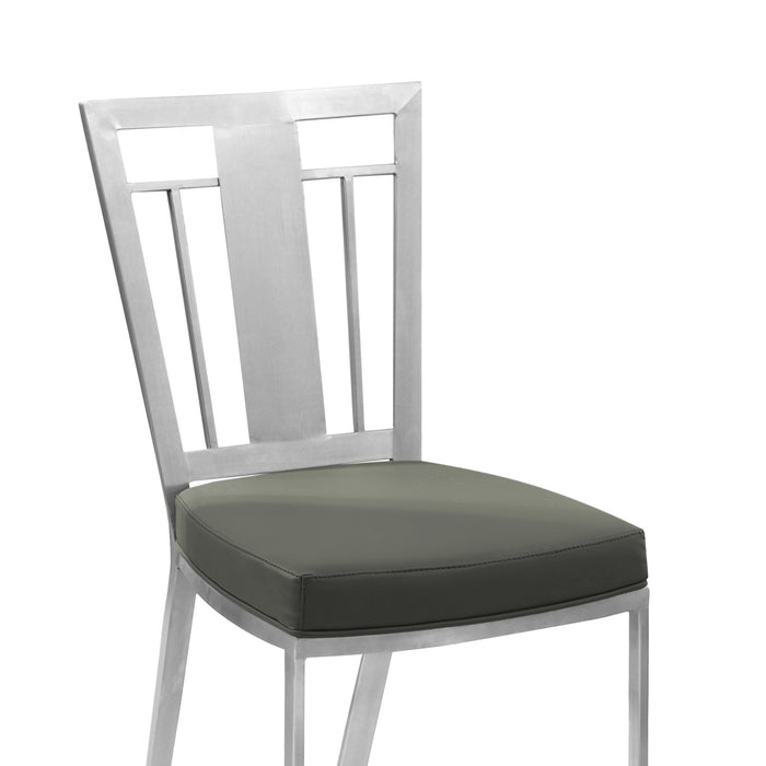 Cleo Contemporary Dining Chair In Gray and Stainless Steel - Set of 2