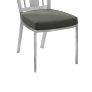 Cleo Contemporary Dining Chair In Gray and Stainless Steel - Set of 2 - Furniture City (CA)l