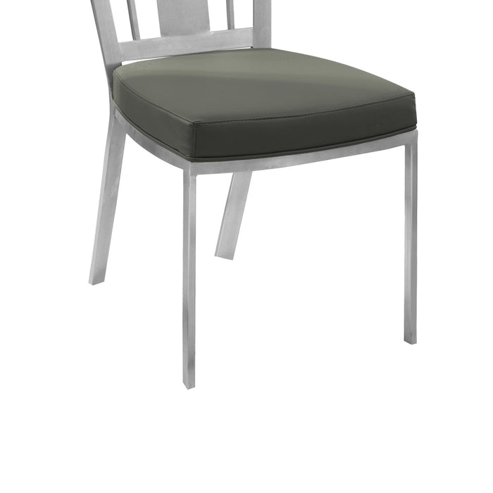 Cleo Contemporary Dining Chair In Gray and Stainless Steel - Set of 2