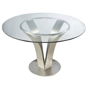 Cleo Contemporary Dining Table In Stainless Steel With Clear Glass - Furniture City (CA)l