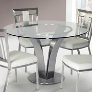 Cleo Contemporary Dining Table In Stainless Steel With Clear Glass - Furniture City (CA)l