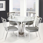 Cleo Contemporary Dining Table In Stainless Steel With Clear Glass - Furniture City (CA)l