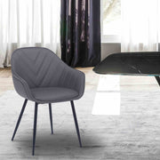 Clover Gray Faux Leather Dining Room Chair with Black Metal Legs - Furniture City (CA)l