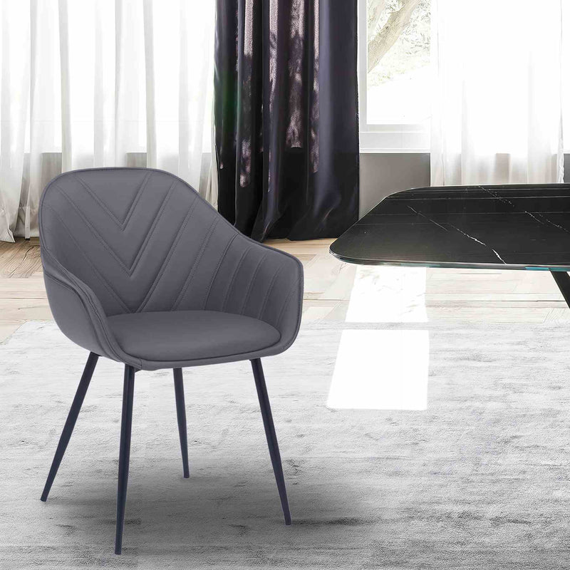 Clover Gray Faux Leather Dining Room Chair with Black Metal Legs - Furniture City (CA)l