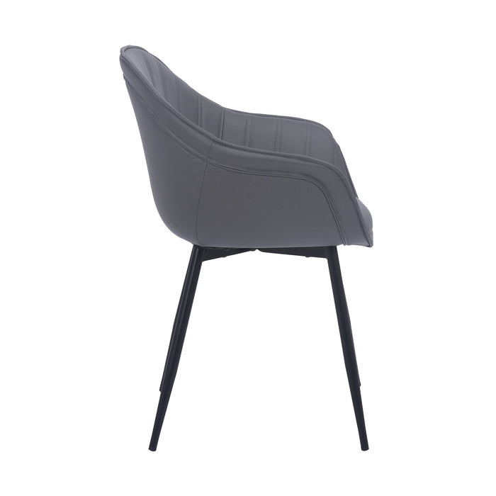 Clover Gray Faux Leather Dining Room Chair with Black Metal Legs