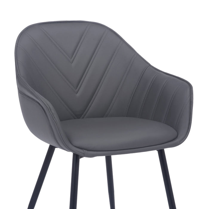 Clover Gray Faux Leather Dining Room Chair with Black Metal Legs