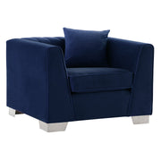 Cambridge Contemporary Chair in Brushed Stainless Steel and Blue Velvet - Furniture City (CA)l