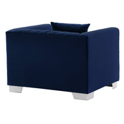 Cambridge Contemporary Chair in Brushed Stainless Steel and Blue Velvet - Furniture City (CA)l