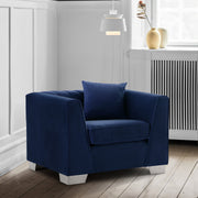 Cambridge Contemporary Chair in Brushed Stainless Steel and Blue Velvet - Furniture City (CA)l