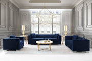 Cambridge Contemporary Chair in Brushed Stainless Steel and Blue Velvet - Furniture City (CA)l