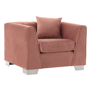 Cambridge Contemporary Chair in Brushed Stainless Steel and Blush Velvet - Furniture City (CA)l