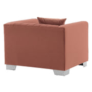 Cambridge Contemporary Chair in Brushed Stainless Steel and Blush Velvet - Furniture City (CA)l