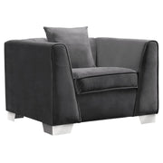 Cambridge Contemporary Sofa Chair in Brushed Stainless Steel and Dark Gray Velvet - Furniture City (CA)l